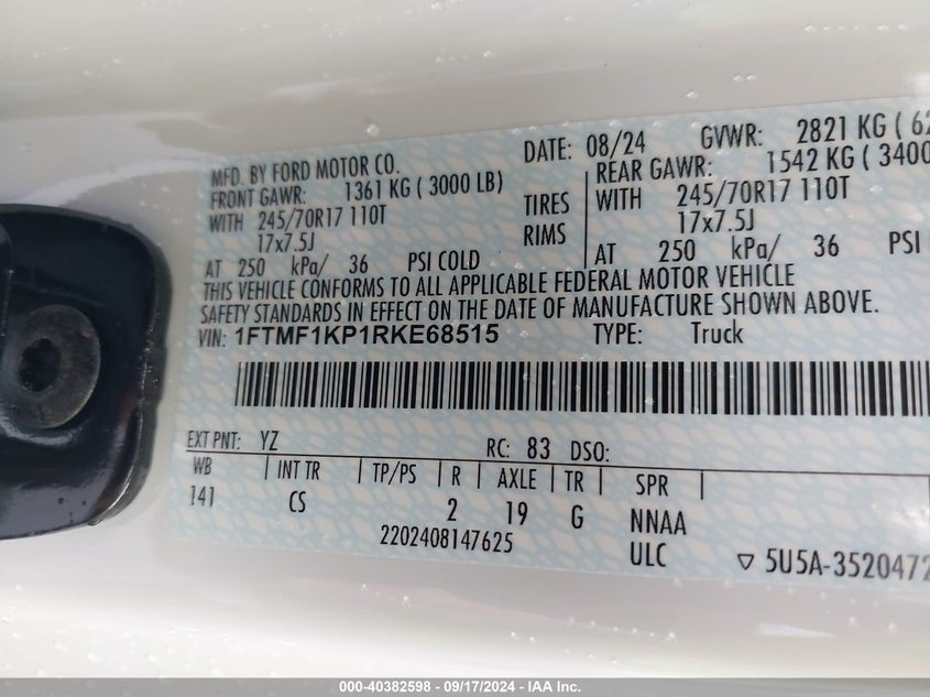 2024 FORD F-150 XL - 1FTMF1KP1RKE68515