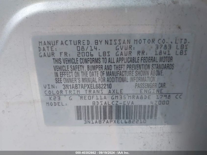 2014 NISSAN SENTRA S/SV/SR/SL - 3N1AB7APXEL682210