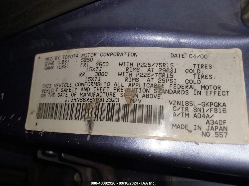 JT3HN86R8Y0313323 2000 Toyota 4Runner Sr5 V6