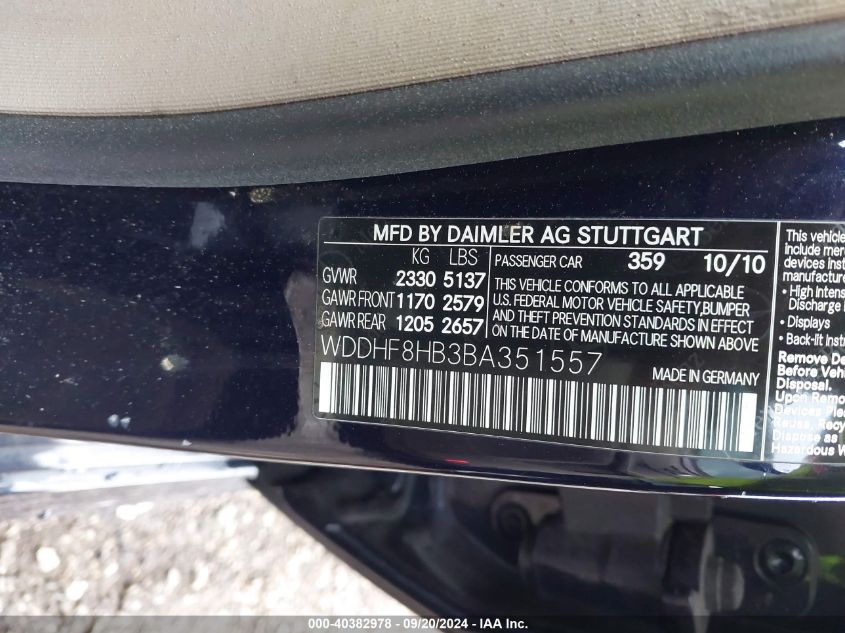 WDDHF8HB3BA351557 2011 Mercedes-Benz E 350 4Matic