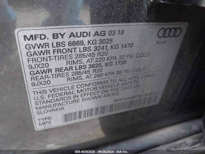 WA1VAAF78JD035113 2018 Audi Q7 3.0T Premium