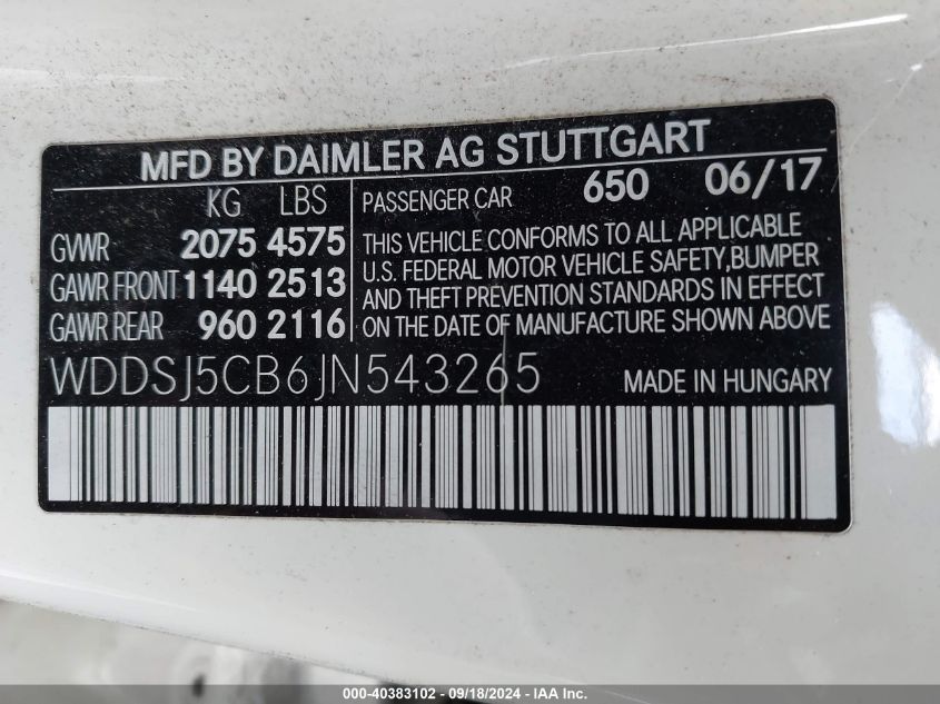 WDDSJ5CB6JN543265 2018 Mercedes-Benz Amg Cla 45 4Matic