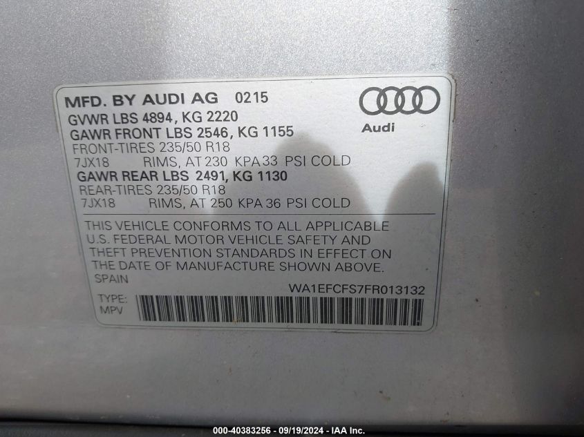 WA1EFCFS7FR013132 2015 Audi Q3 2.0T Premium Plus