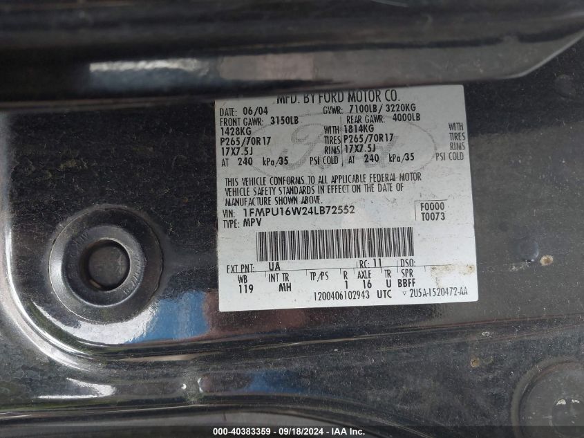 1FMPU16W24LB72552 2004 Ford Expedition Xlt