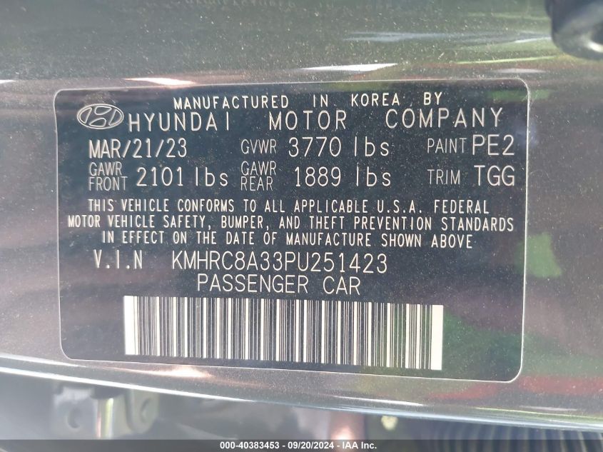 KMHRC8A33PU251423 2023 Hyundai Venue Sel