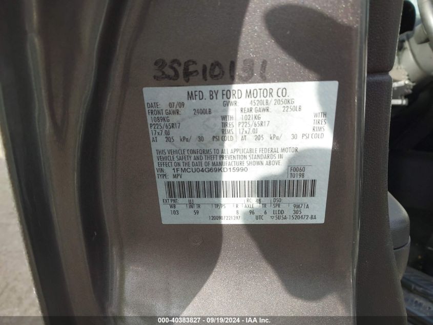 1FMCU04G69KD15990 2009 Ford Escape Limited