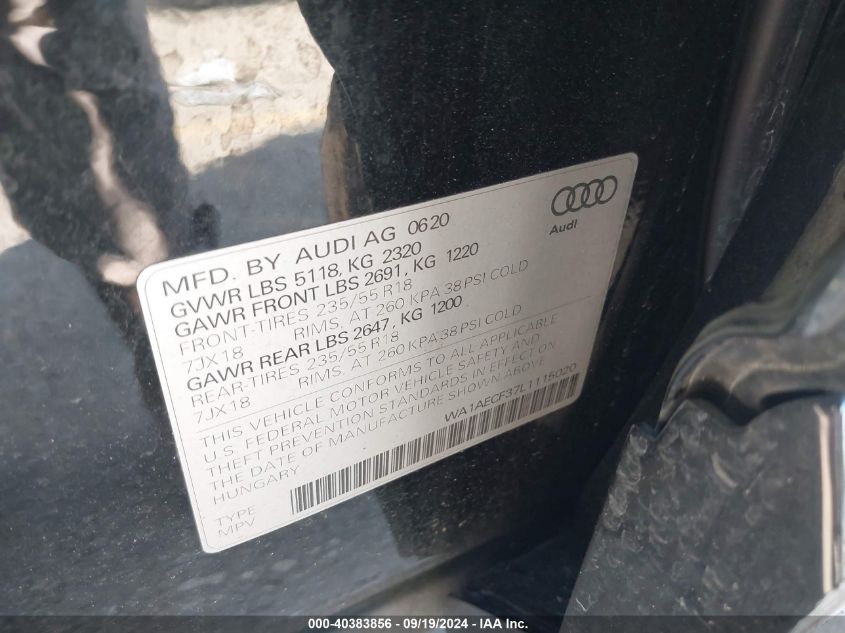 WA1AECF37L1115020 2020 Audi Q3 Premium 45 Tfsi Quattro Tiptronic