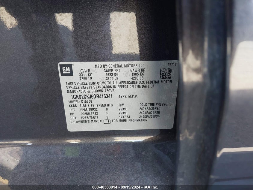 2016 GMC YUKON DENALI - 1GKS2CKJ5GR416341