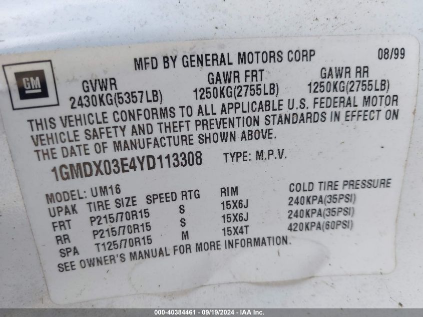 1GMDX03E4YD113308 2000 Pontiac Montana M16