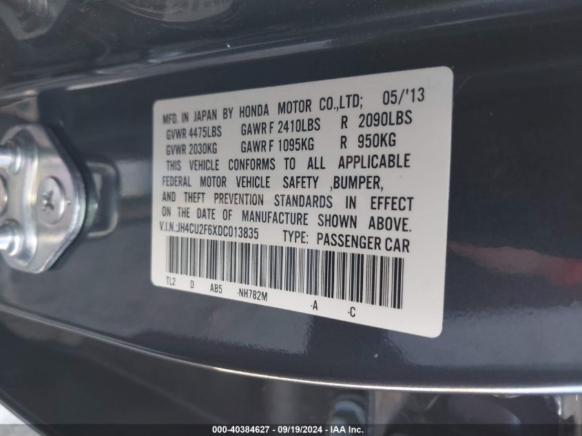 JH4CU2F6XDC013835 2013 Acura Tsx 2.4