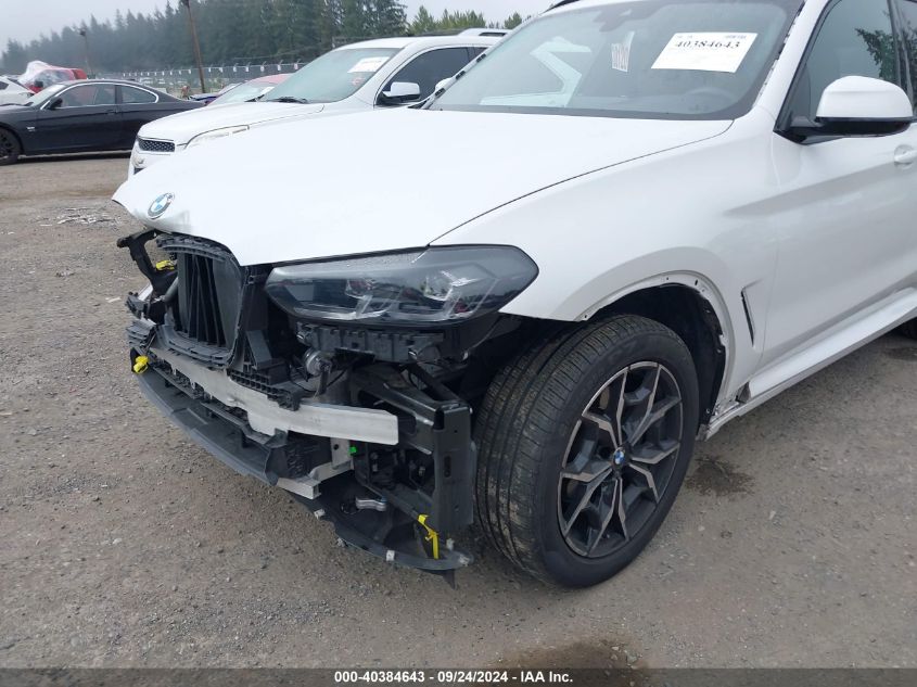 2022 BMW X3 xDrive30I VIN: 5UX53DP06N9N25401 Lot: 40384643