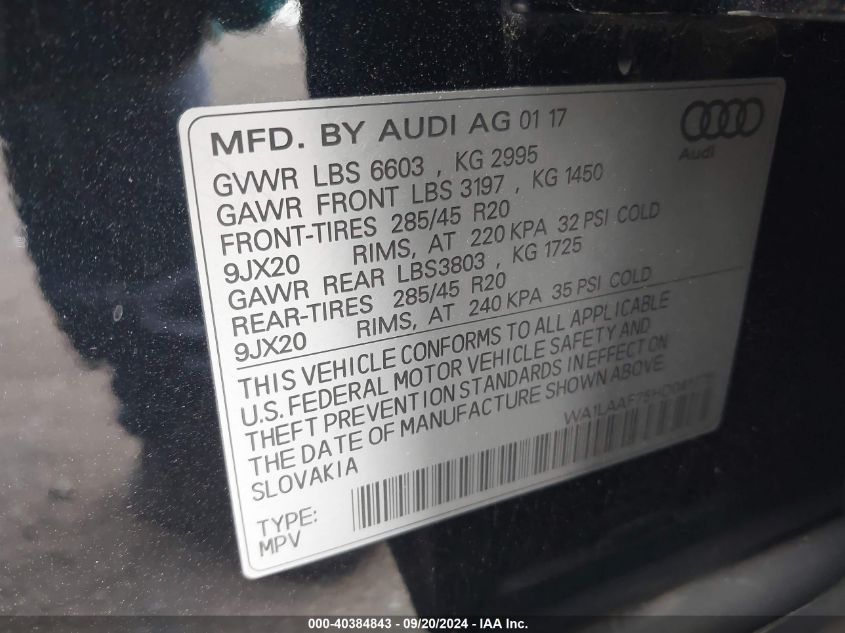 WA1LAAF75HD041775 2017 Audi Q7 3.0T Premium