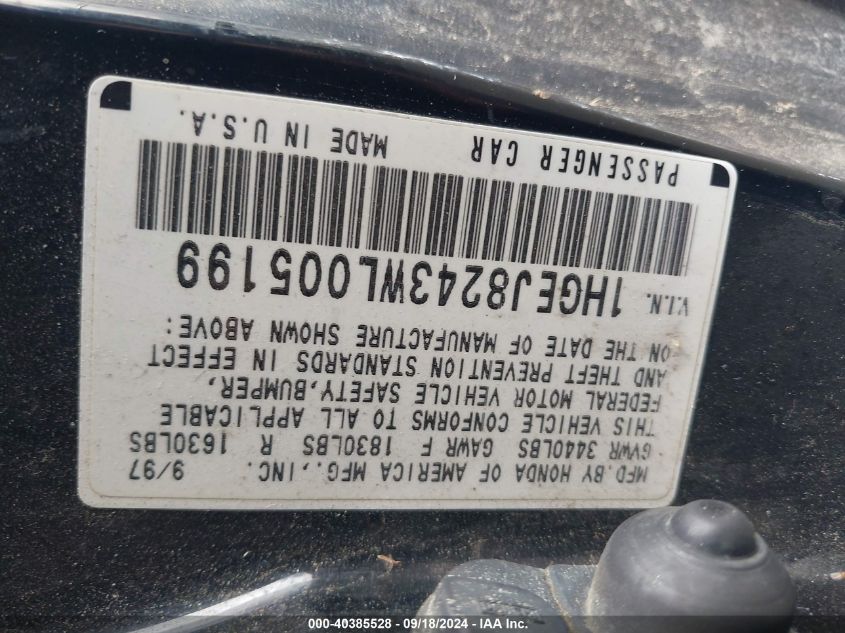 1HGEJ8243WL005199 1998 Honda Civic Ex