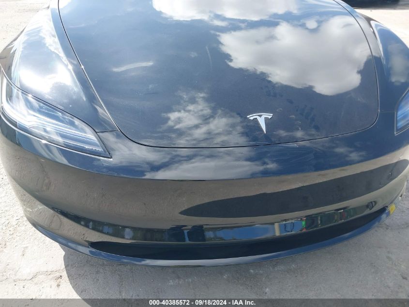 2024 Tesla Model 3 Long Range Dual Motor All-Wheel Drive VIN: 5YJ3E1EB8RF793593 Lot: 40385572