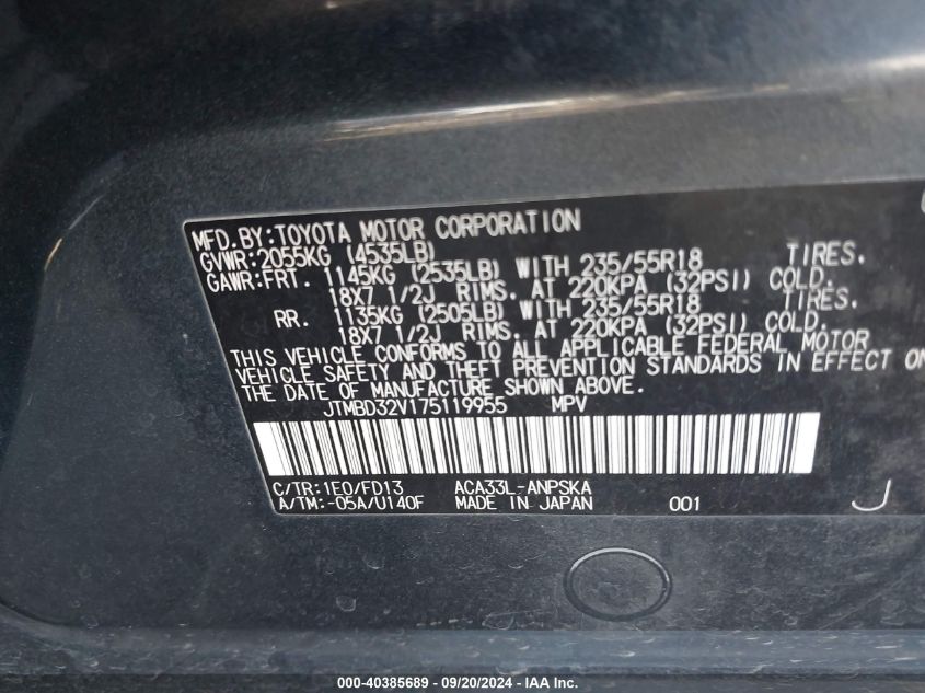 JTMBD32V175119955 2007 Toyota Rav4 Sport