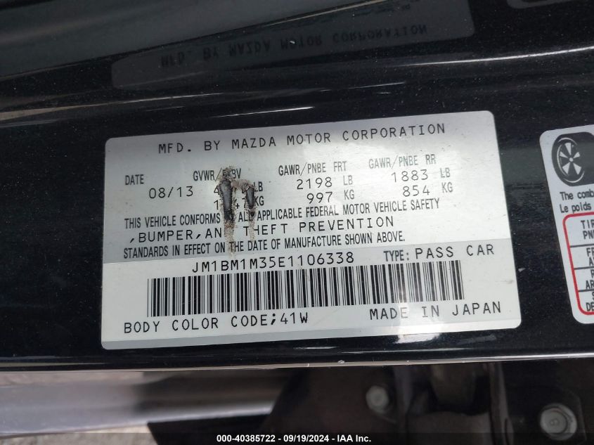 JM1BM1M35E1106338 2014 Mazda Mazda3 S Grand Touring