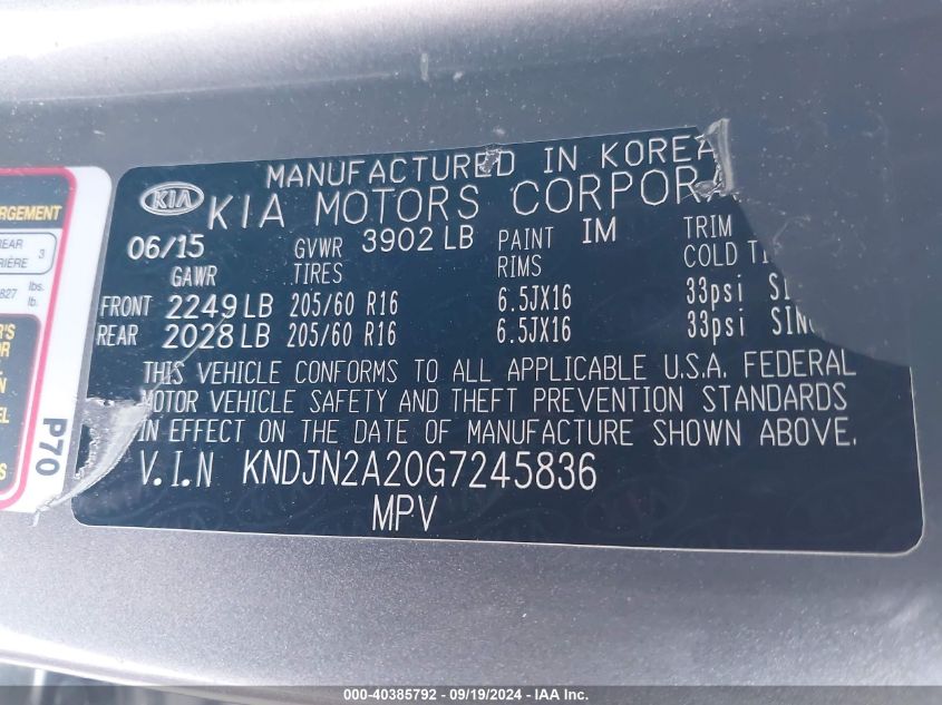 KNDJN2A20G7245836 2016 Kia Soul