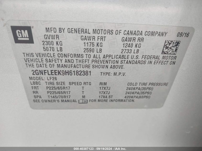 2GNFLEEK9H6182381 2017 Chevrolet Equinox Ls