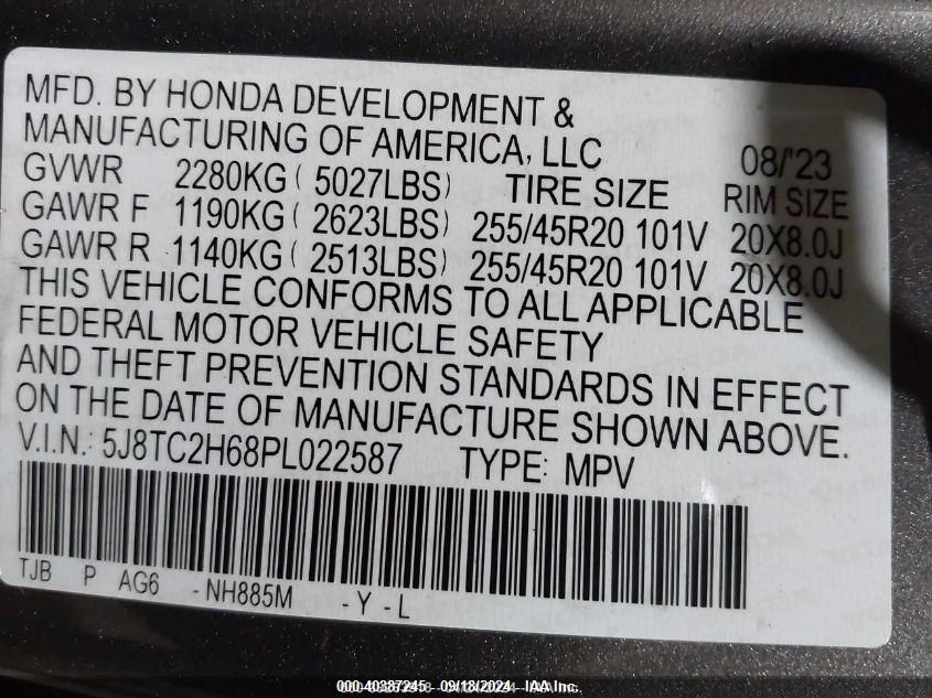 5J8TC2H68PL022587 2023 Acura Rdx A-Spec Package