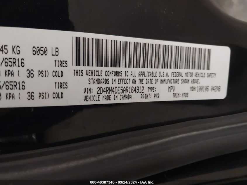 2D4RN4DE5AR164912 2010 Dodge Grand Caravan Se