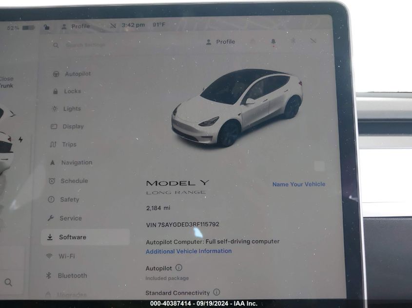 2024 Tesla Model Y Long Range Dual Motor All-Wheel Drive/Rwd VIN: 7SAYGDED3RF115792 Lot: 40387414