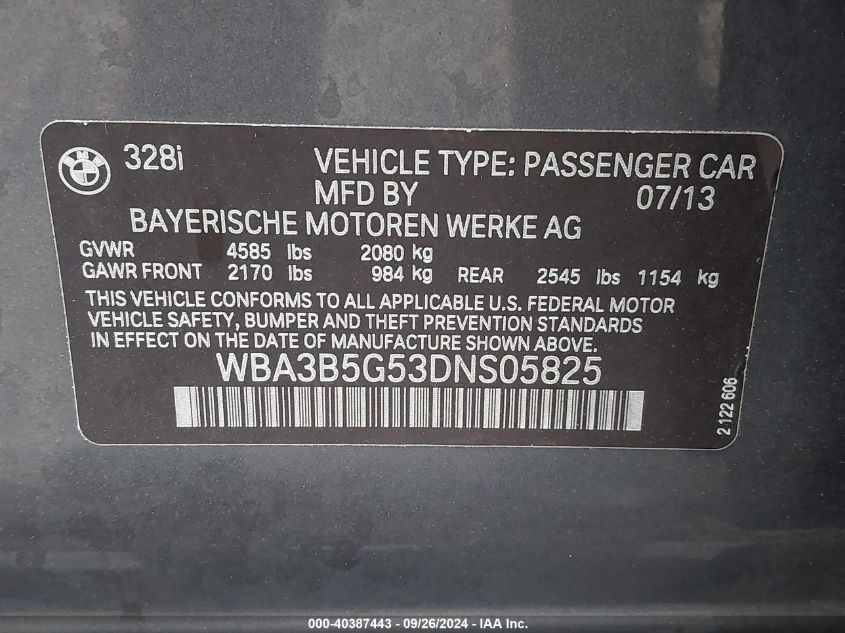 WBA3B5G53DNS05825 2013 BMW 328I xDrive