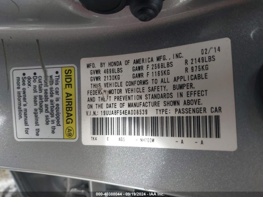 19UUA8F54EA008539 2014 Acura Tl 3.5