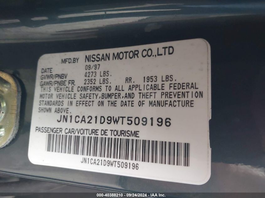 JN1CA21D9WT509196 1998 Nissan Maxima Gle/Gxe/Se