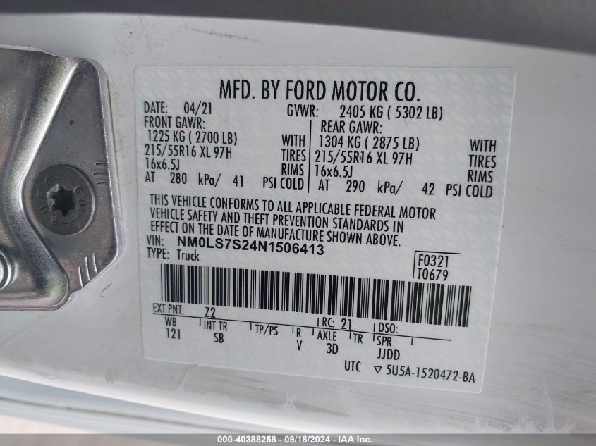 NM0LS7S24N1506413 2022 Ford Transit Connect Xl