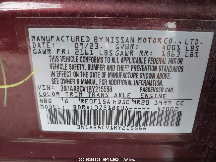 2024 NISSAN SENTRA SV XTRONIC CVT - 3N1AB8CV1RY215588