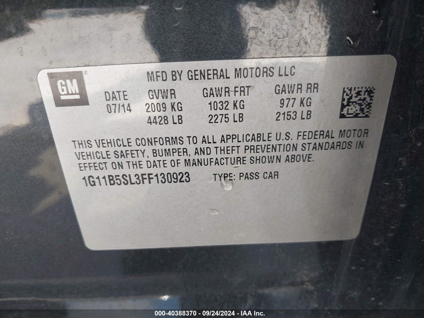 2015 CHEVROLET MALIBU LS - 1G11B5SL3FF130923