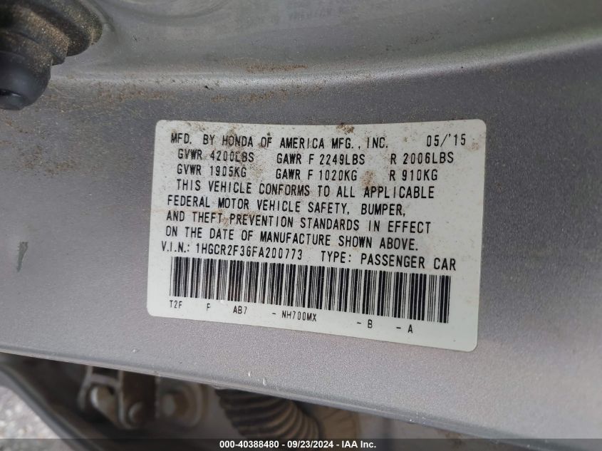 1HGCR2F36FA200773 2015 Honda Accord Lx