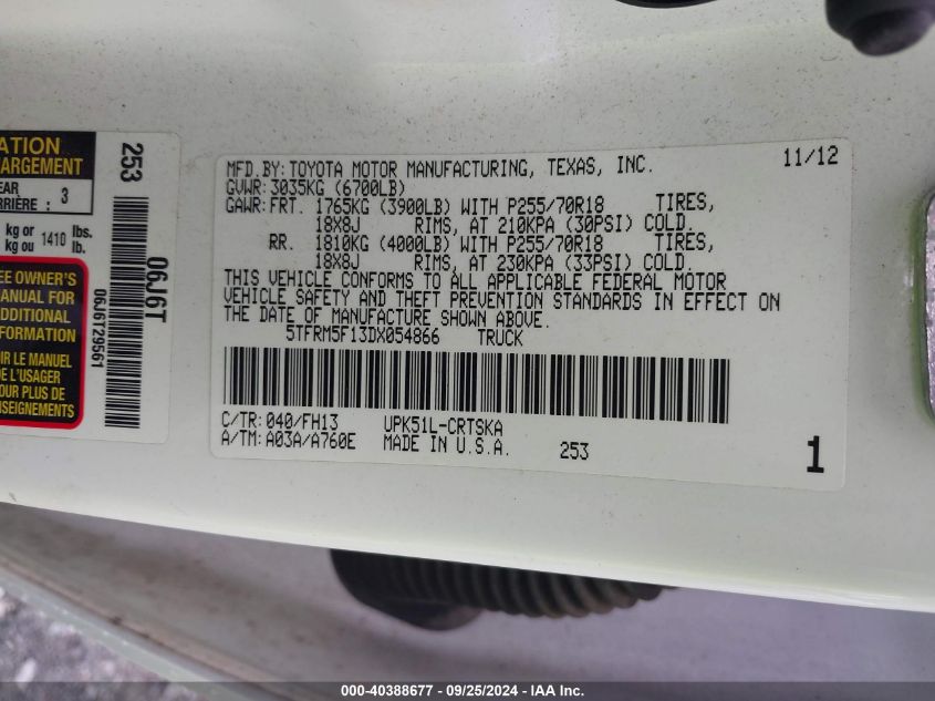 5TFRM5F13DX054866 2013 Toyota Tundra Grade 4.6L V8