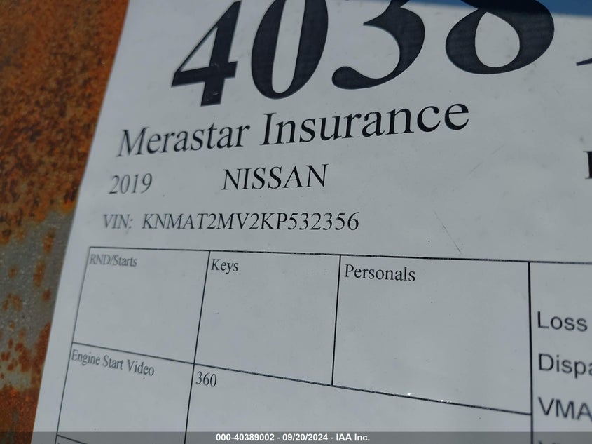 2019 NISSAN ROGUE SV - KNMAT2MV2KP532356