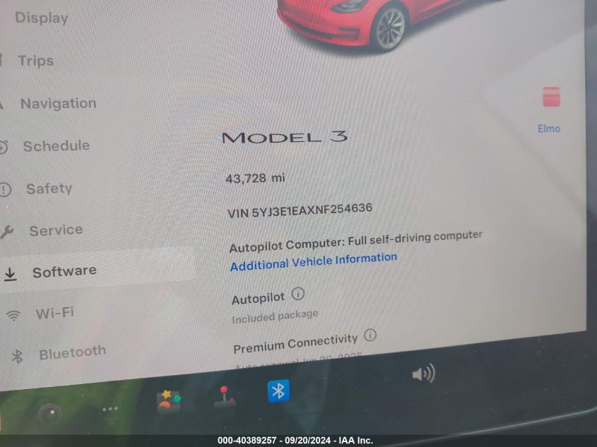 2022 Tesla Model 3 VIN: 5YJ3E1EAXNF254636 Lot: 40389257