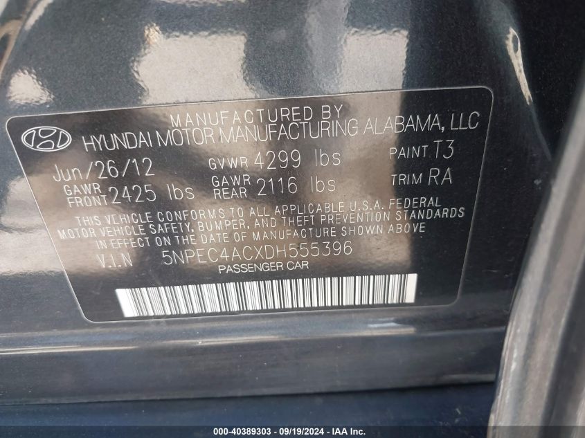 5NPEC4ACXDH555396 2013 Hyundai Sonata Limited