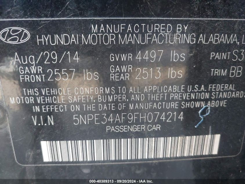 2015 HYUNDAI SONATA LIMITED - 5NPE34AF9FH074214