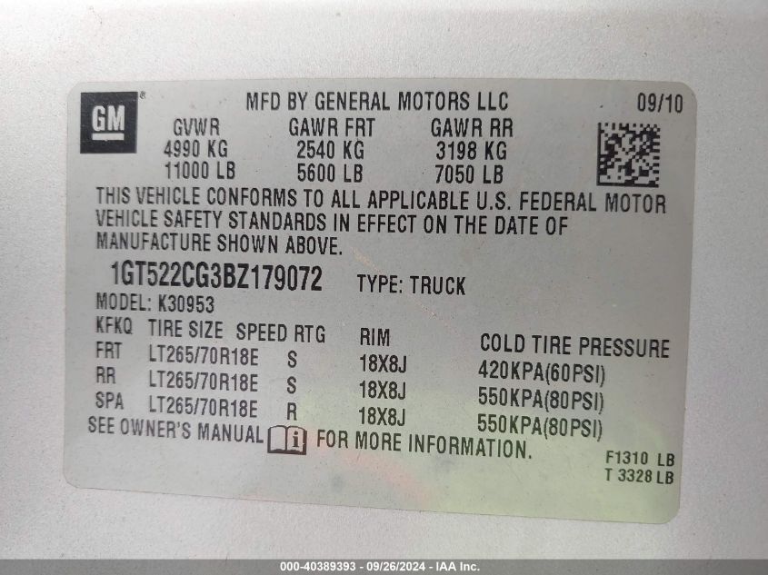 1GT522CG3BZ179072 2011 GMC Sierra 3500Hd Work Truck