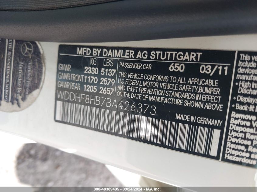 WDDHF8HB7BA426373 2011 Mercedes-Benz E 350 4Matic