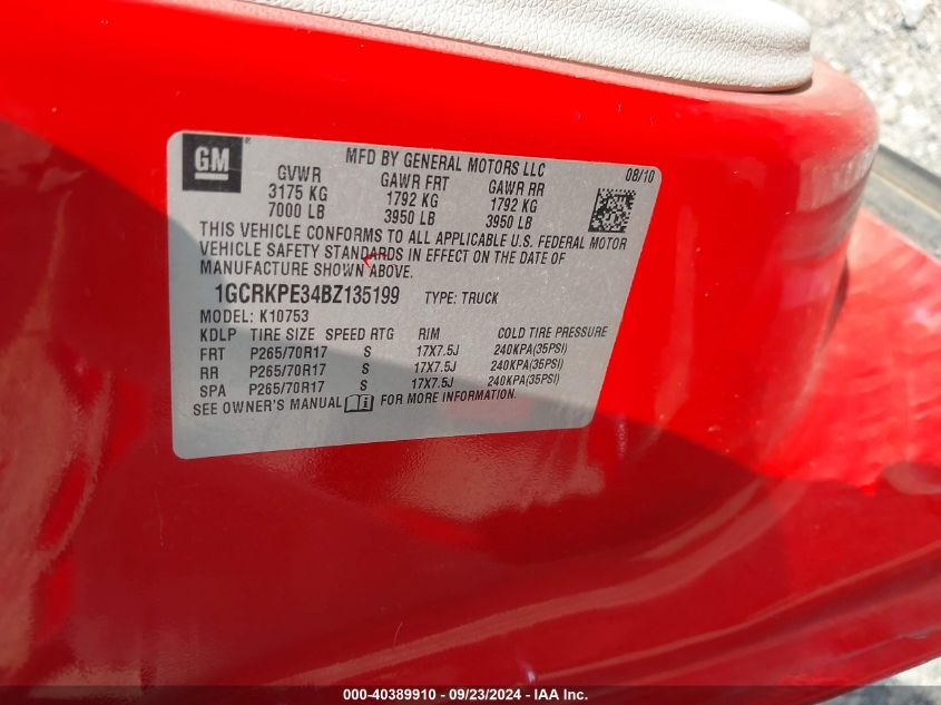 1GCRKPE34BZ135199 2011 Chevrolet Silverado 1500 Work Truck