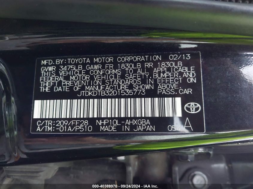 JTDKDTB32D1535773 2013 Toyota Prius C