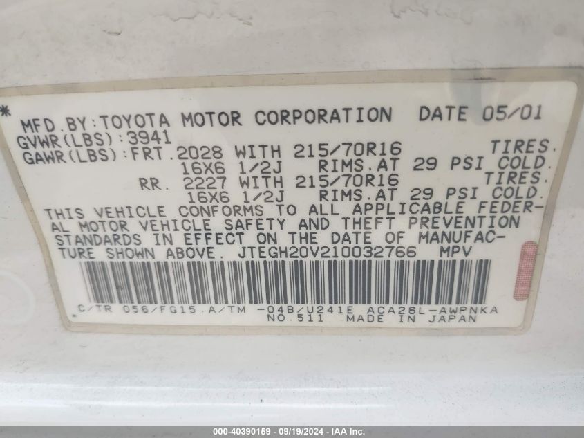 JTEGH20V210032766 2001 Toyota Rav4