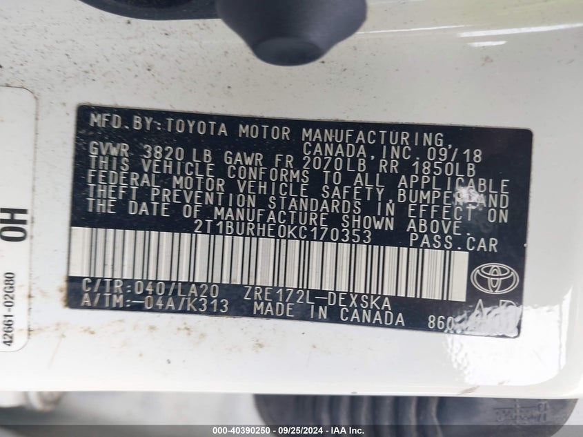 2019 TOYOTA COROLLA XSE - 2T1BURHE0KC170353