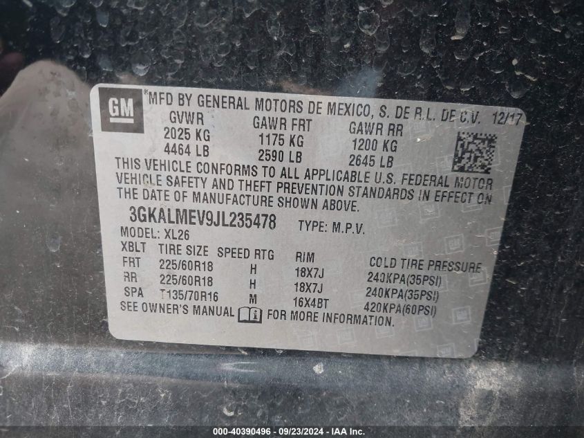 3GKALMEV9JL235478 2018 GMC Terrain Sle