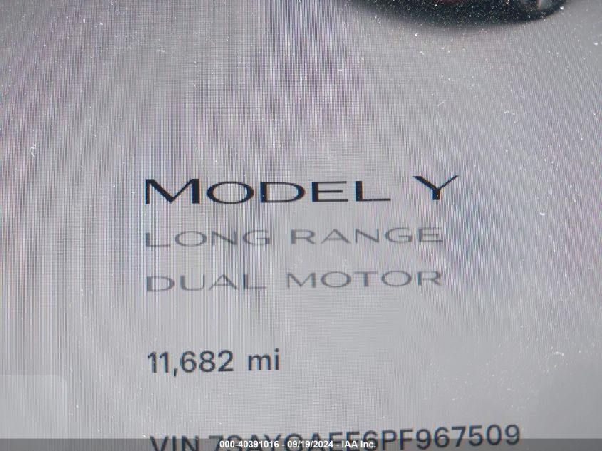 2023 TESLA MODEL Y AWD/LONG RANGE DUAL MOTOR ALL-WHEEL DRIVE - 7SAYGAEE6PF967509