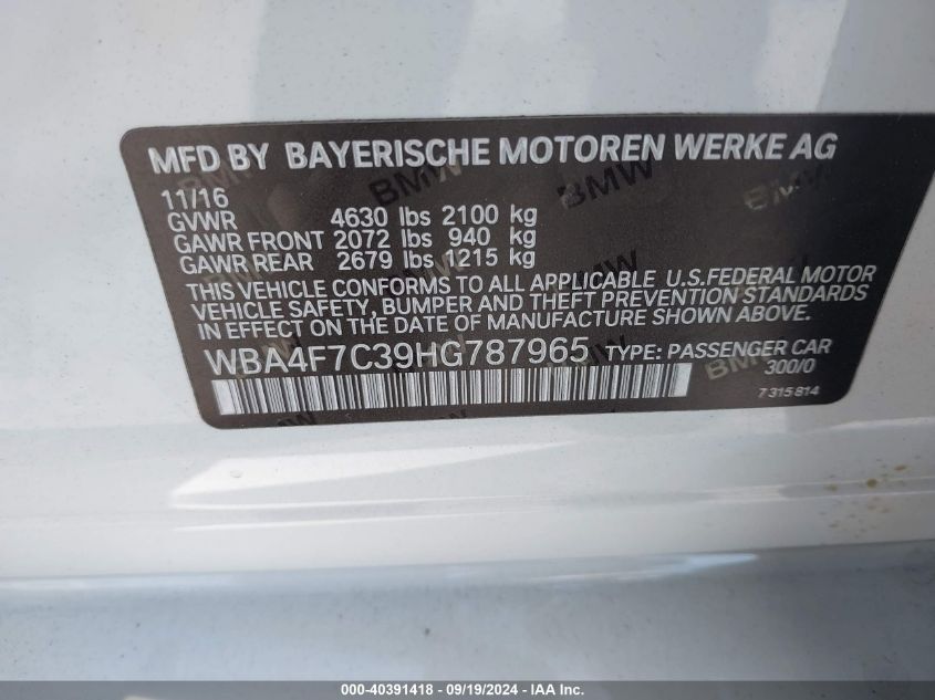 WBA4F7C39HG787965 2017 BMW 430I Gran Coupe