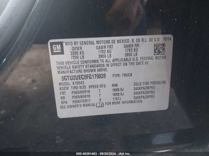 3GTU2UEC0FG179828 2015 GMC Sierra 1500 Sle