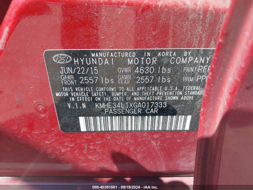 KMHE34L1XGA017333 2016 Hyundai Sonata Hybrid Limited