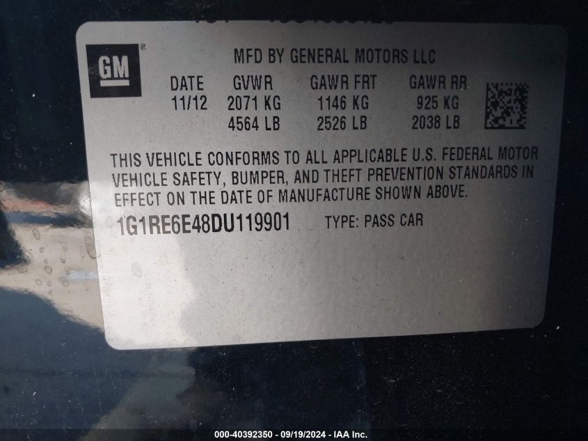 2013 CHEVROLET VOLT - 1G1RE6E48DU119901