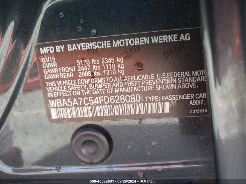 WBA5A7C54FD628080 2015 BMW 528I xDrive